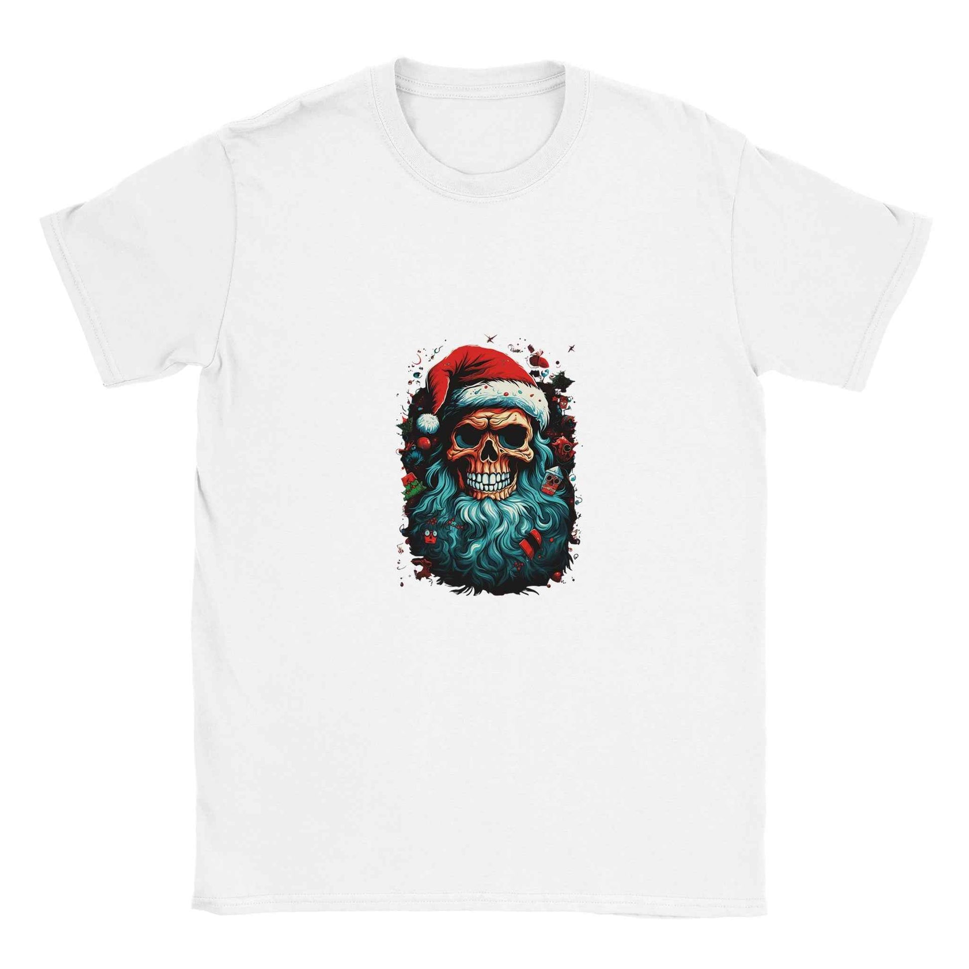 Jolly Santa Skull Christmas Tee – Edgy Holiday Graphic Shirt in Multiple Colors