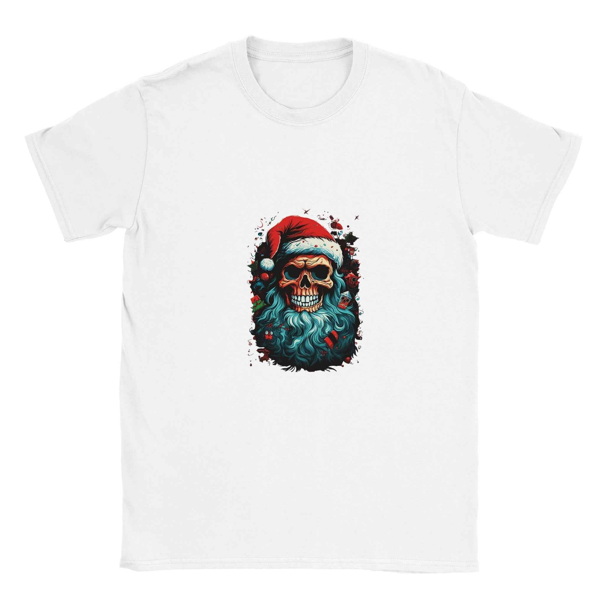 Jolly Santa Skull Christmas Tee – Edgy Holiday Graphic Shirt in Multiple Colors