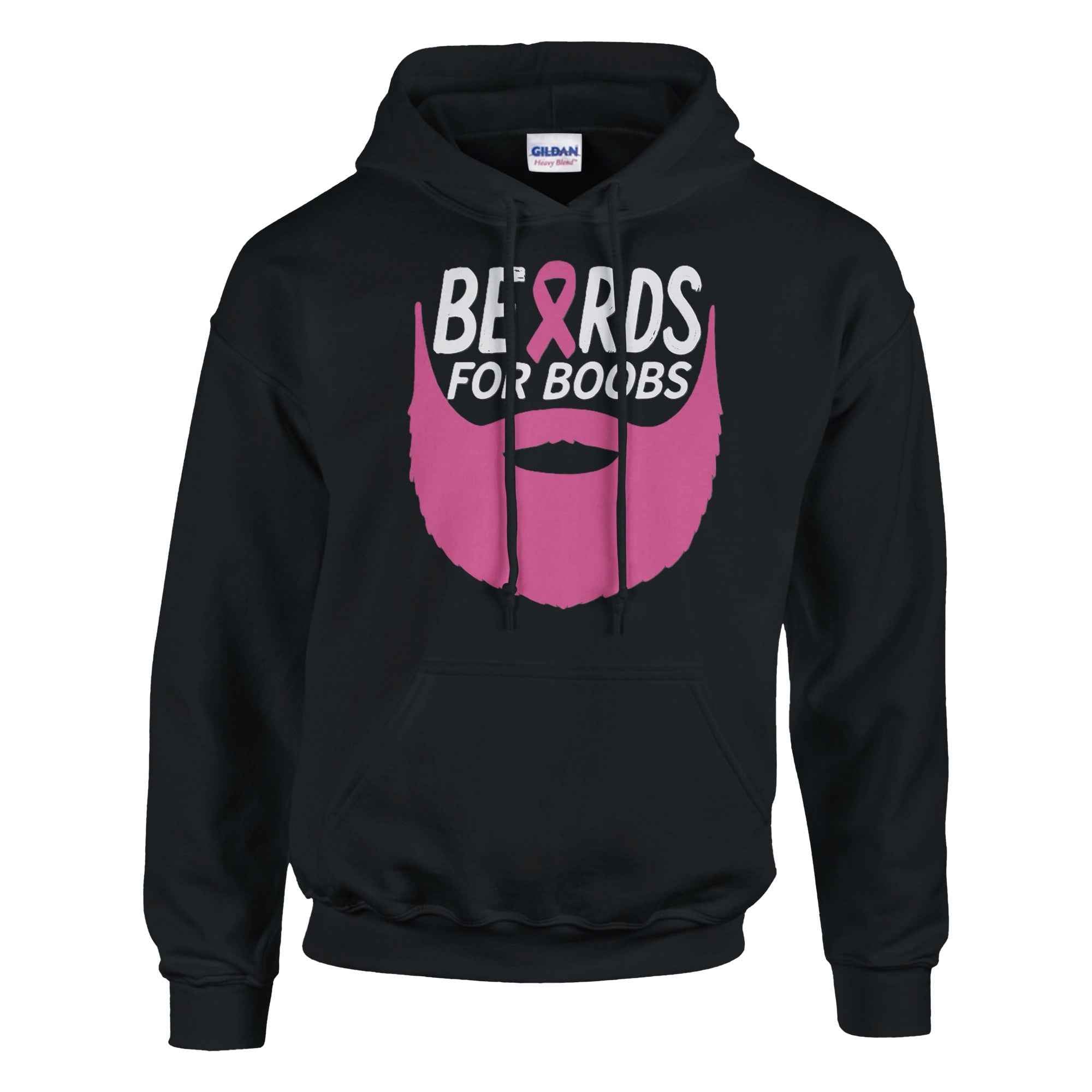 Boobs Awareness Hoodie | Pink Ribbon Beard Hoodie | Breast Cancer Support Hoodie