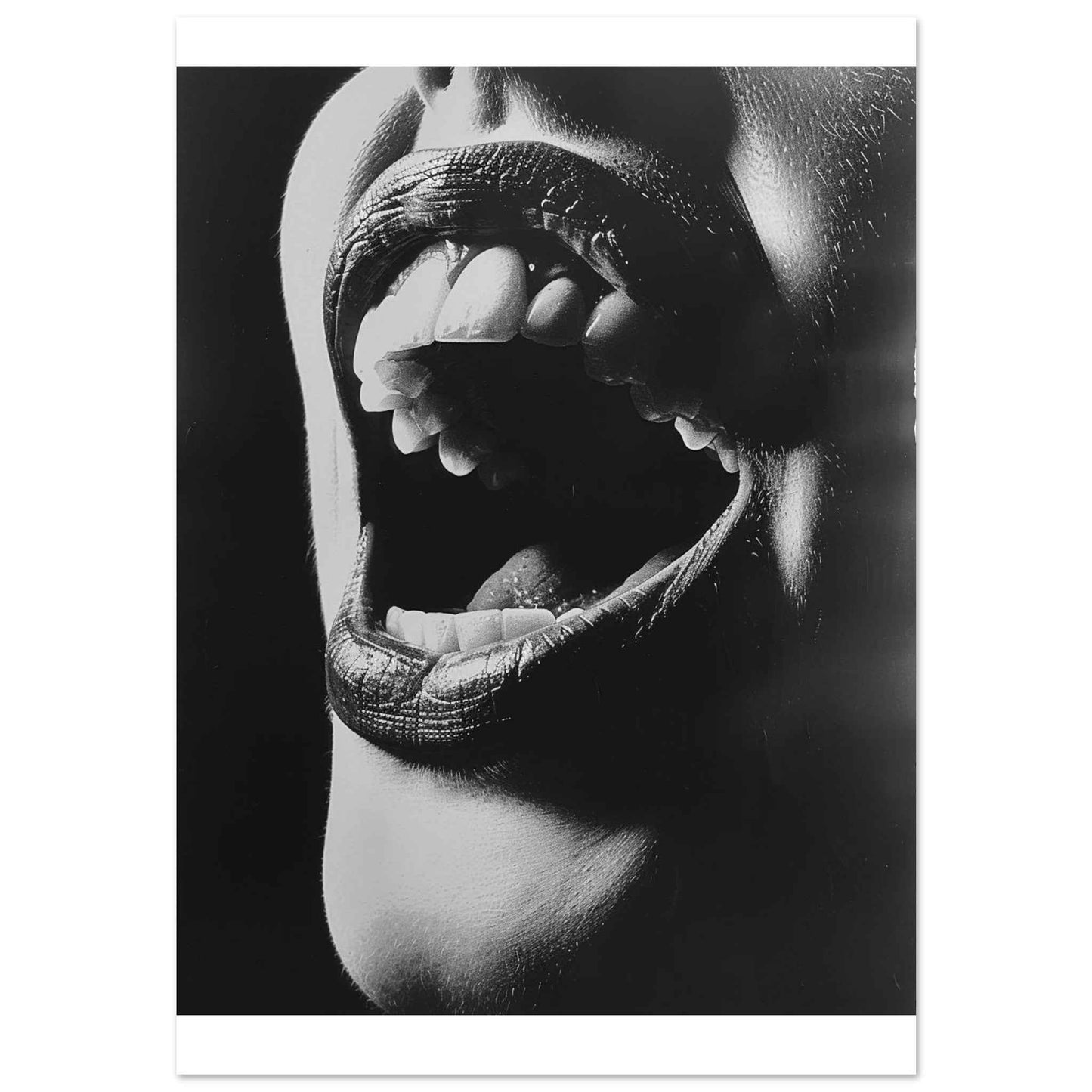 “Open Mouth” Poster – Dramatic Black & White Wall Art (Multiple Sizes Available)