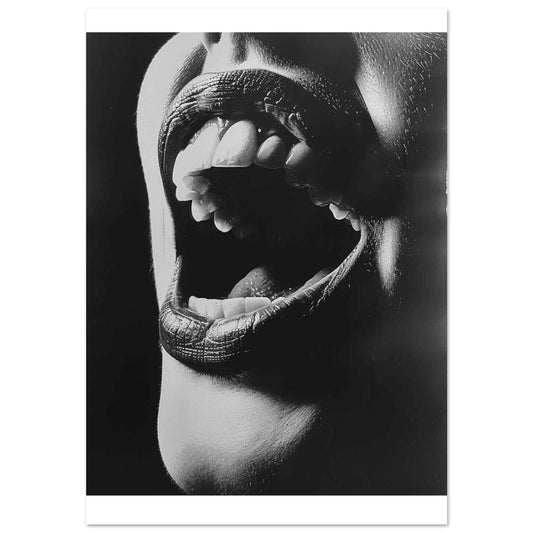 “Open Mouth” Poster – Dramatic Black & White Wall Art (Multiple Sizes Available)