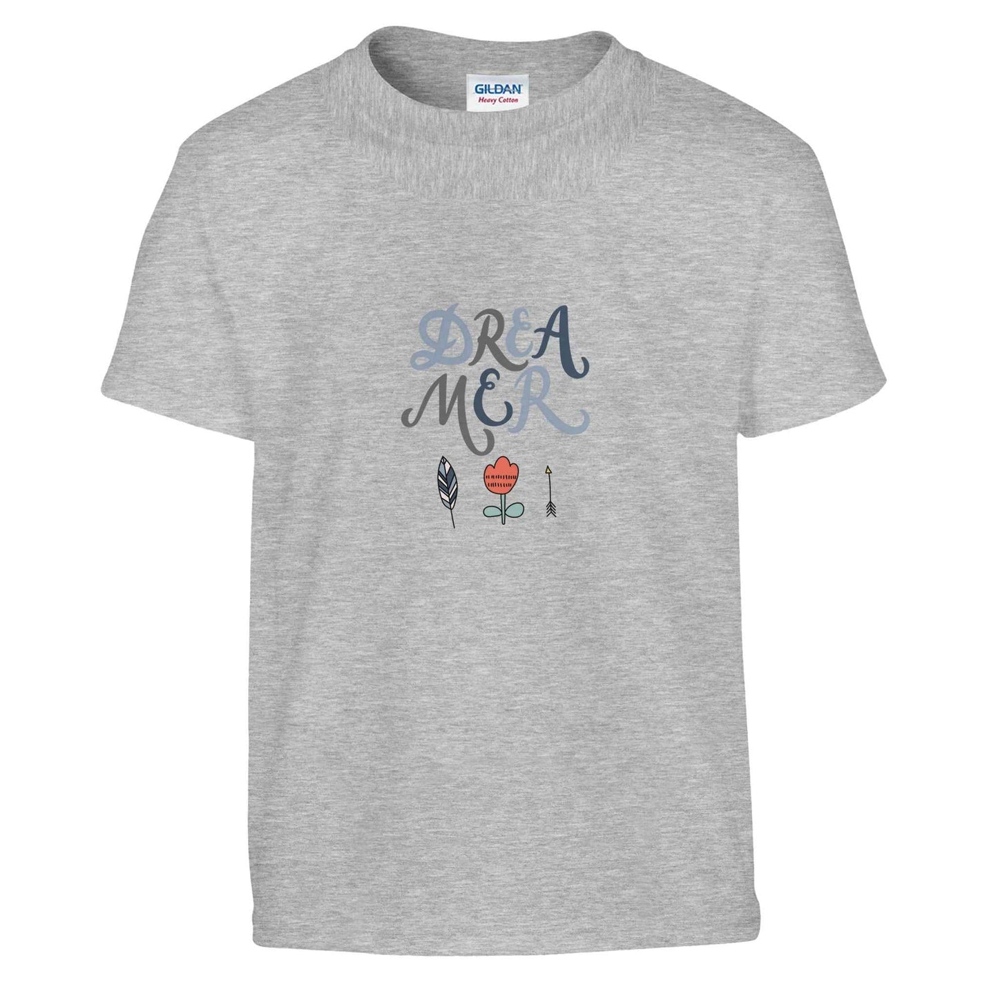 Boho Dreamer Kids T-Shirt – Whimsical Style with Feather & Floral Accents