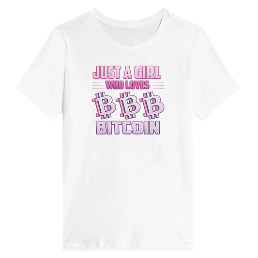 Bitcoin Women’s Shirt – Just a Girl Who Loves Bitcoin Retro Design