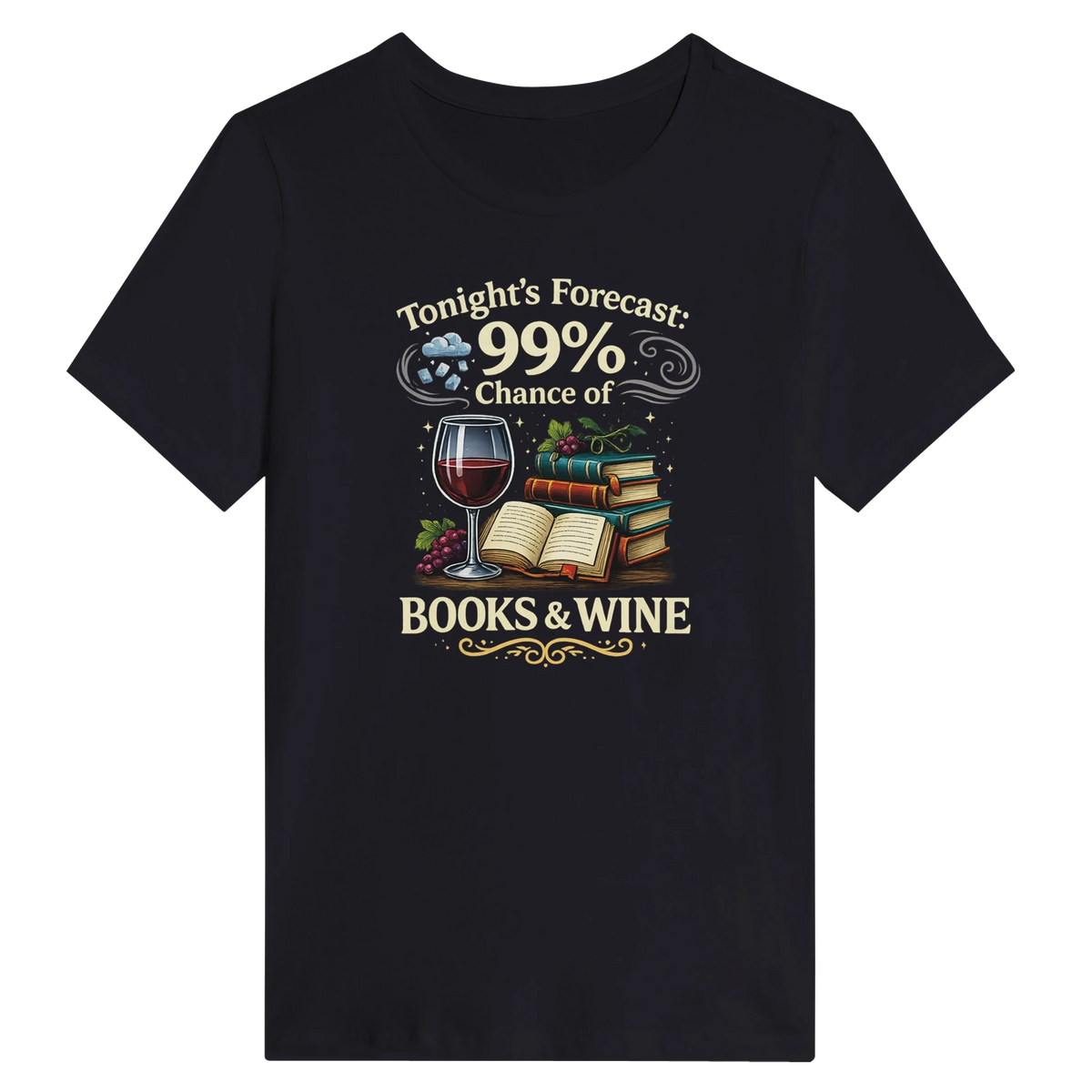 Women’s Tonight’s Forecast Books and Wine T-Shirt