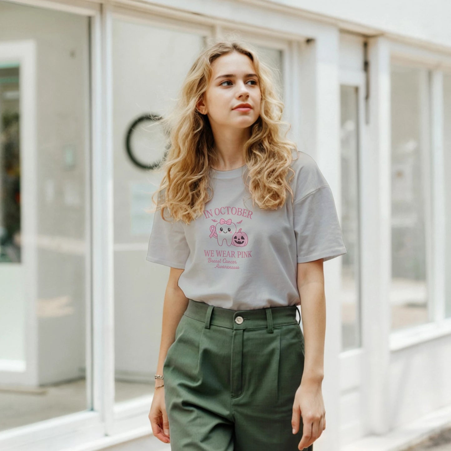 In October We Wear Pink Breast Cancer Awareness Dental Shirt - F4 Custom Prints