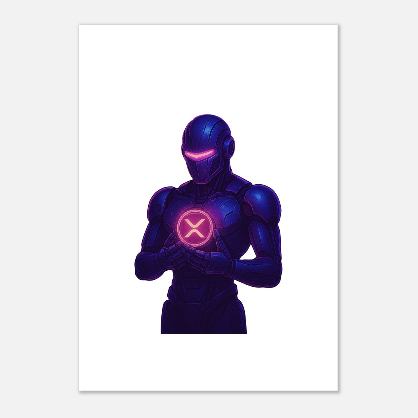 Crypto Ripple Robot Poster – XRP Guardian Futuristic Wall Art - F4 Custom Prints