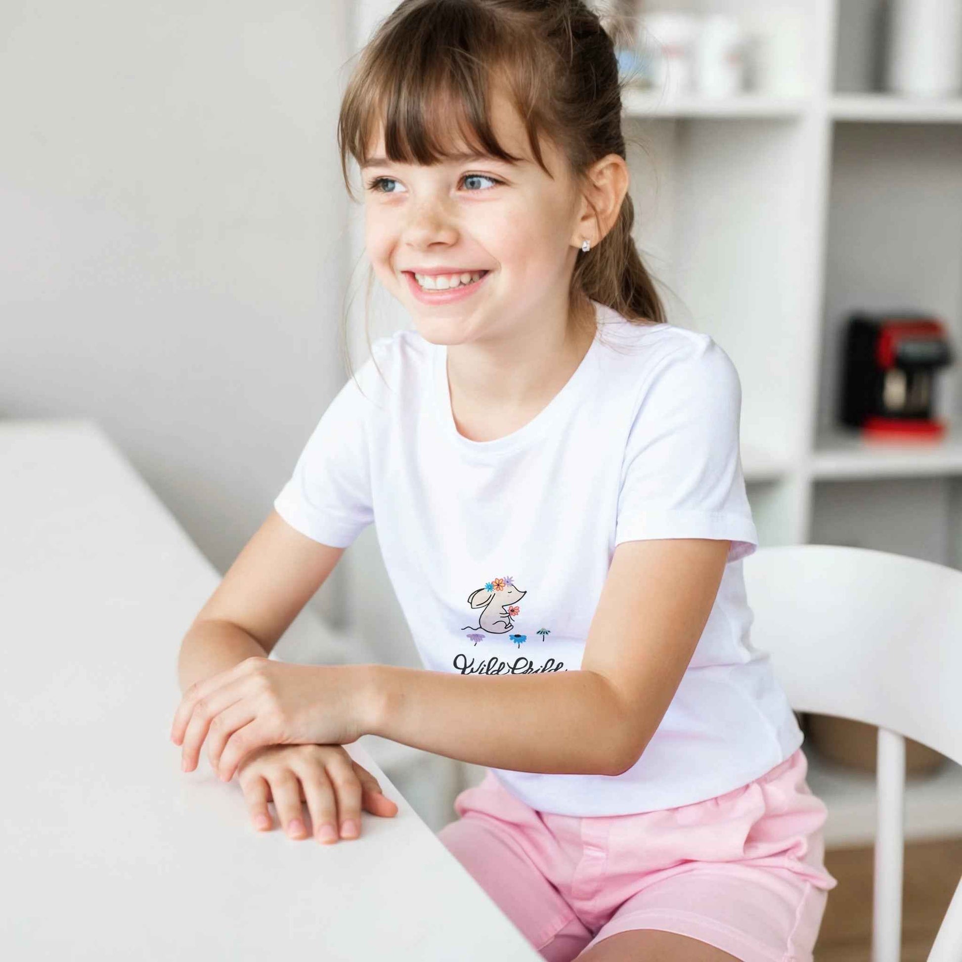 Boho Mouse Kids T-Shirt – Wild Child Floral Charm in your choice of vibrant hues!