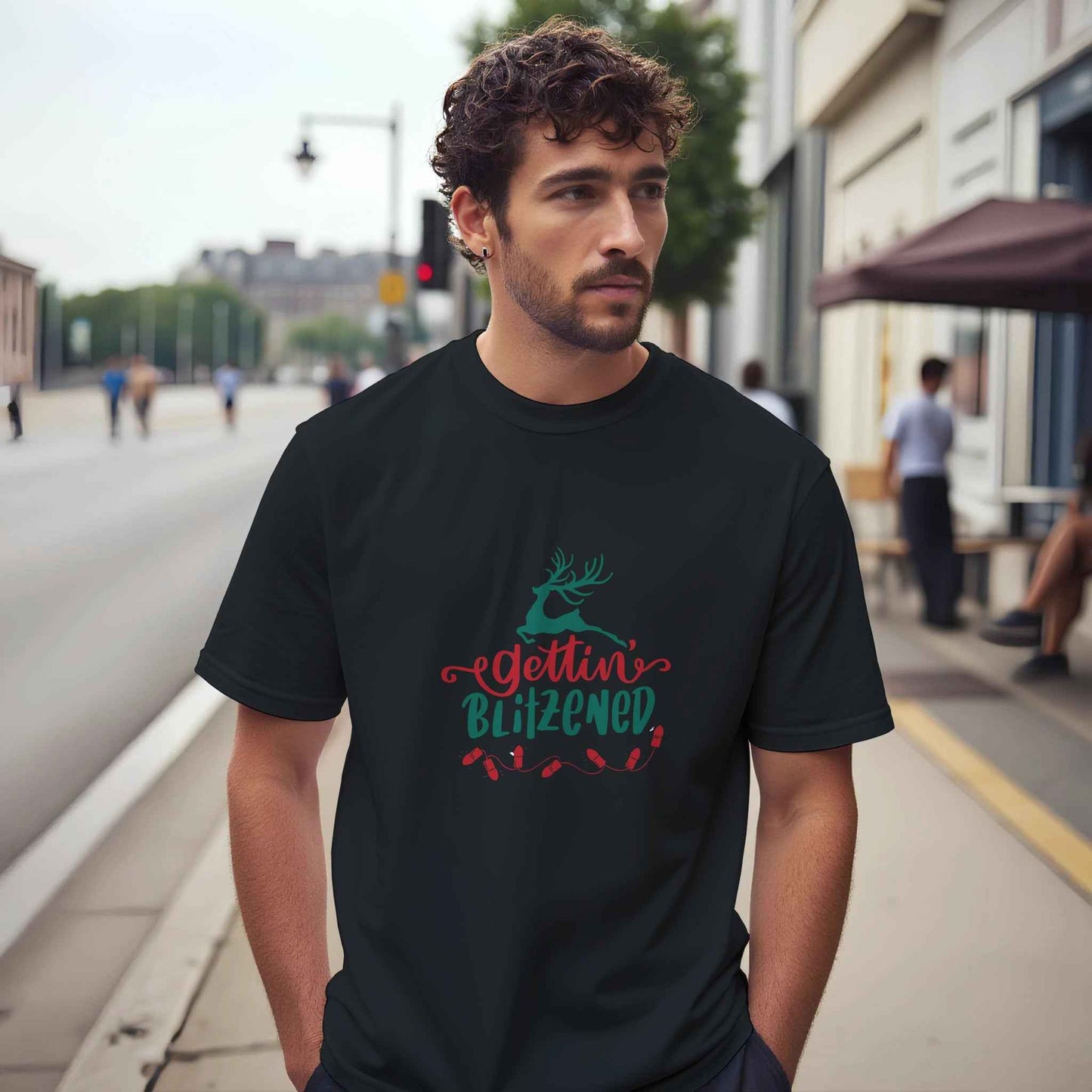 Gettin' Blitzened Christmas Shirt – Festive Reindeer Holiday Graphic Tee in Your Choice of Colors