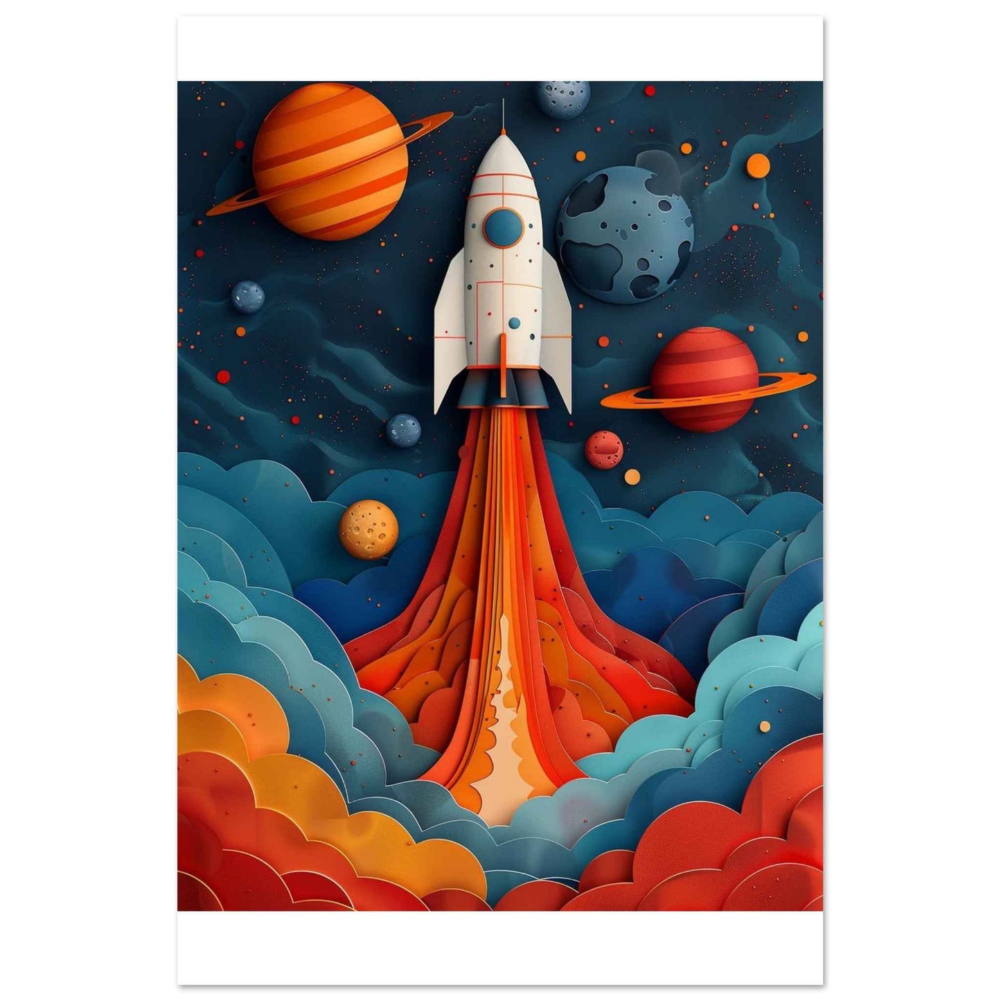 "Blast Off!" Poster – Whimsical Space Adventure Wall Art (Multiple Sizes Available)