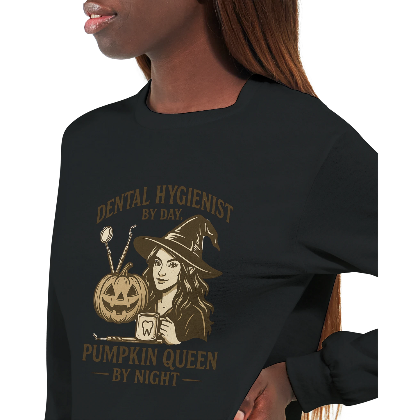 Dental Hygienist Halloween Longsleeve Shirt – Pumpkin Queen Themed Tee - F4 Custom Prints