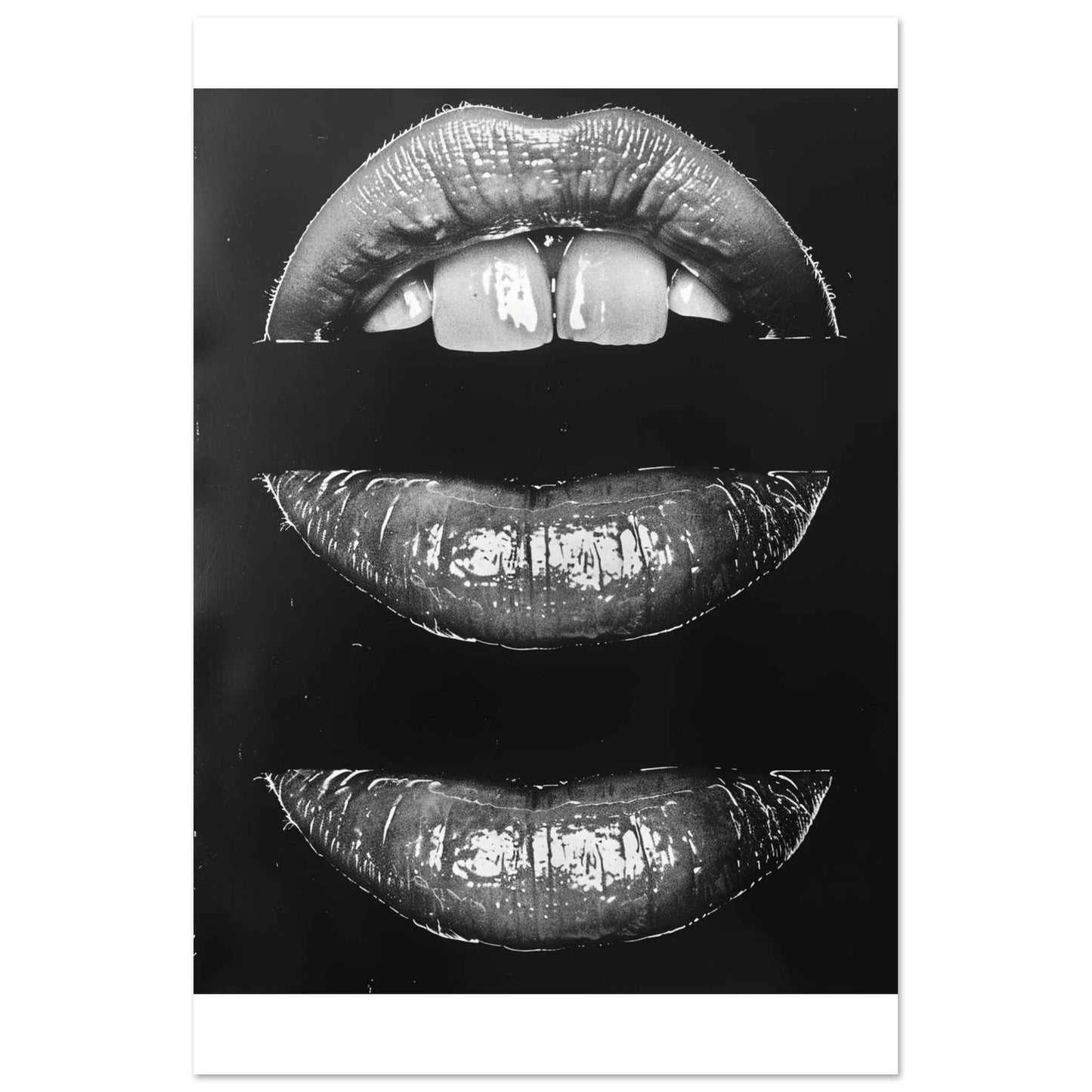 "Shiny Lips" Poster – Monochrome Glamour Wall Art (Multiple Sizes Available)
