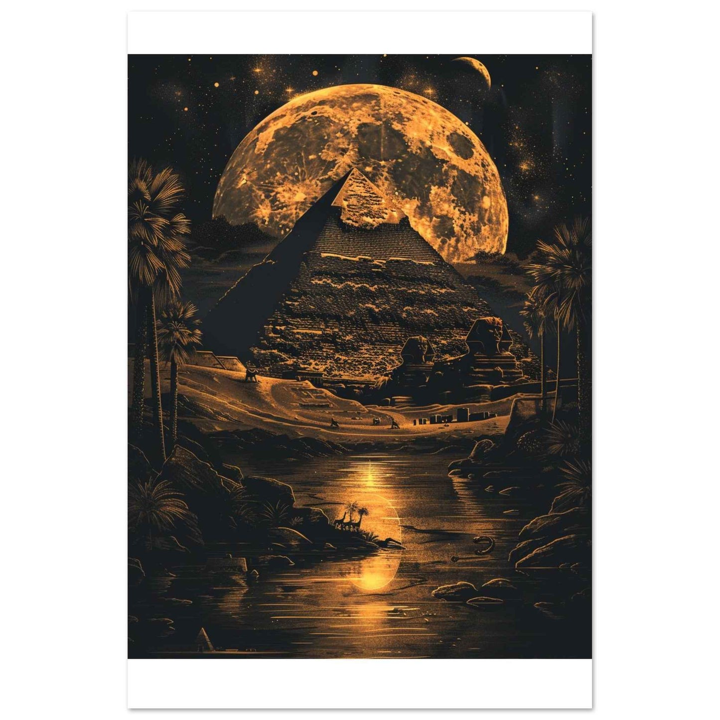 "Desert Moon Pyramid" Poster – Mystical Egyptian Wall Art (Multiple Sizes Available)