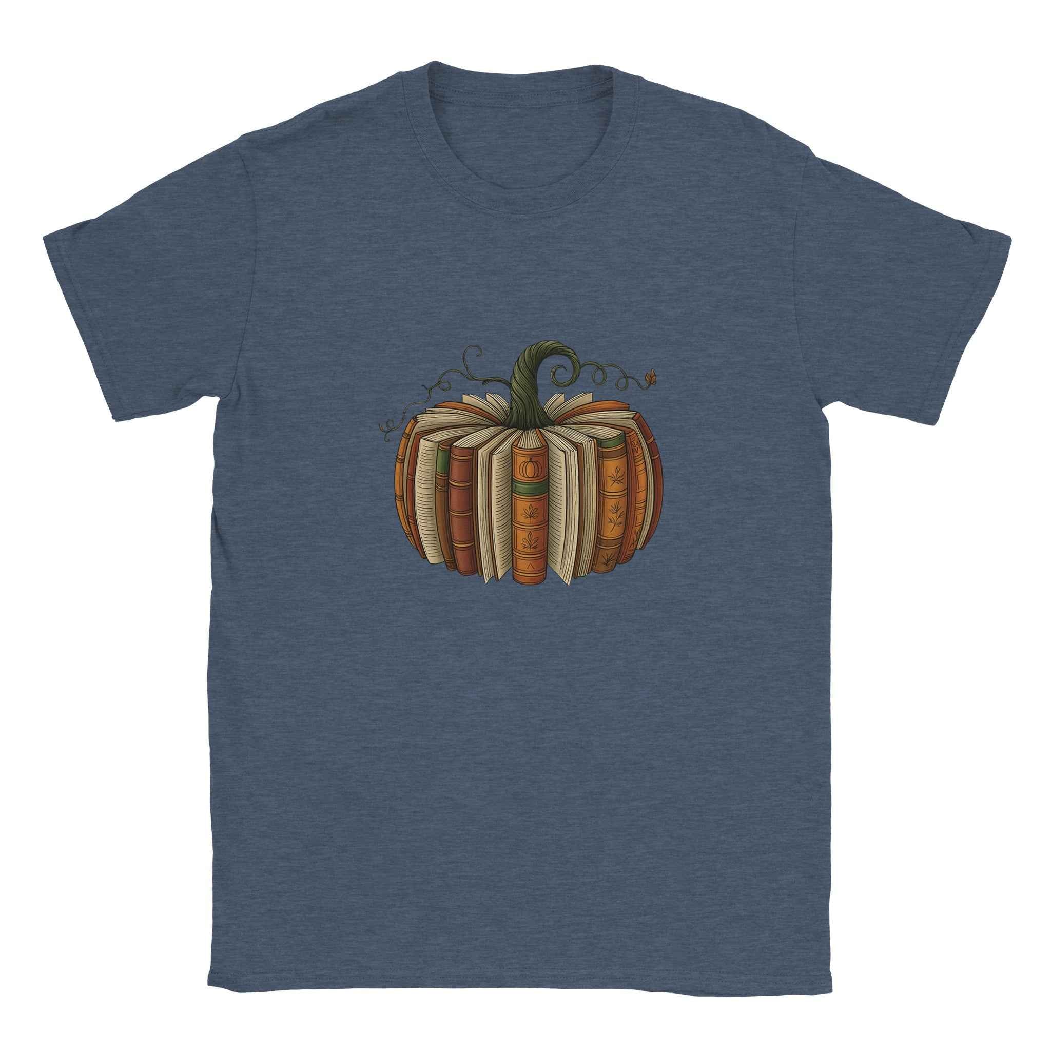 Bookish Pumpkin Halloween T-Shirt – Literary Fall Vibes & Cozy Comfort in Your Choice of Colors