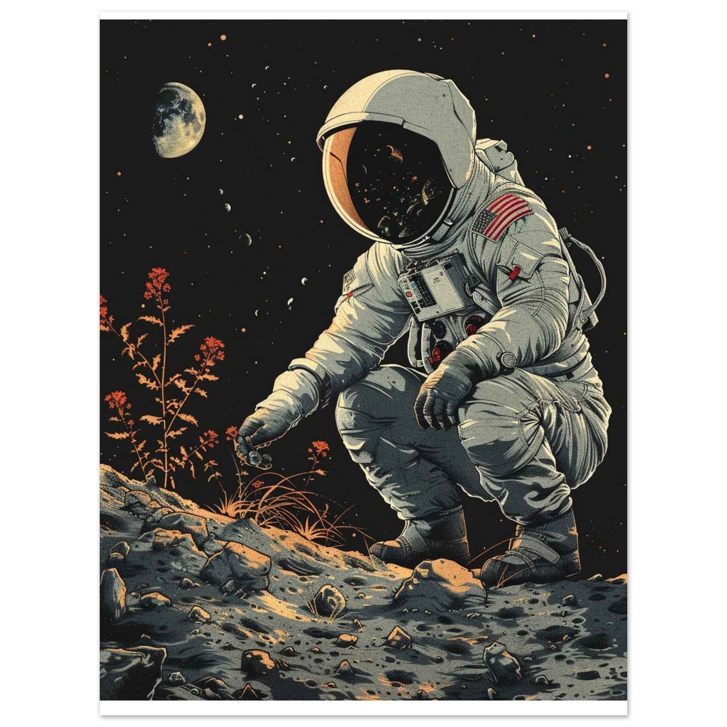 "Lunar Bloom" Poster – Cosmic Discovery Wall Art (Multiple Sizes Available)