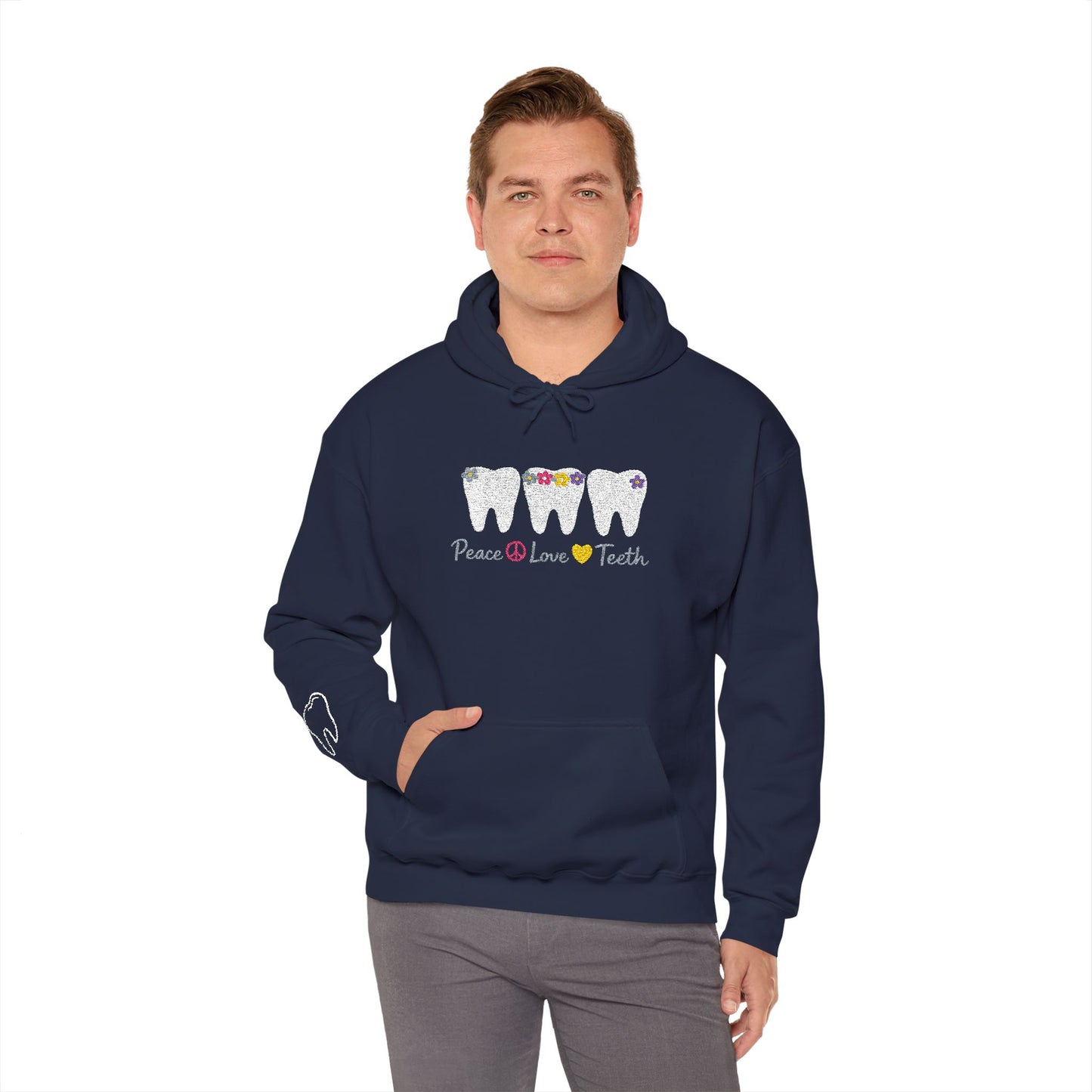 Peace Love & Teeth Hoodie – Embroidered Dental Hoodie