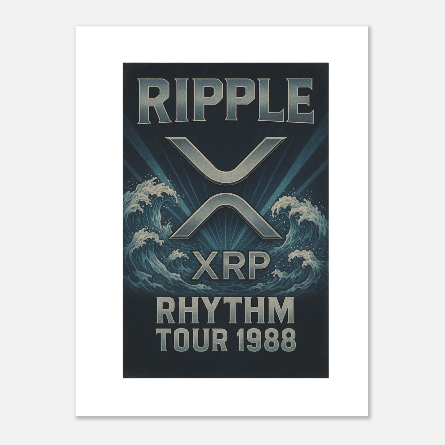 XRP Crypto Art Poster – “Rhythm Tour 1988” Retro Concert Aesthetic - F4 Custom Prints