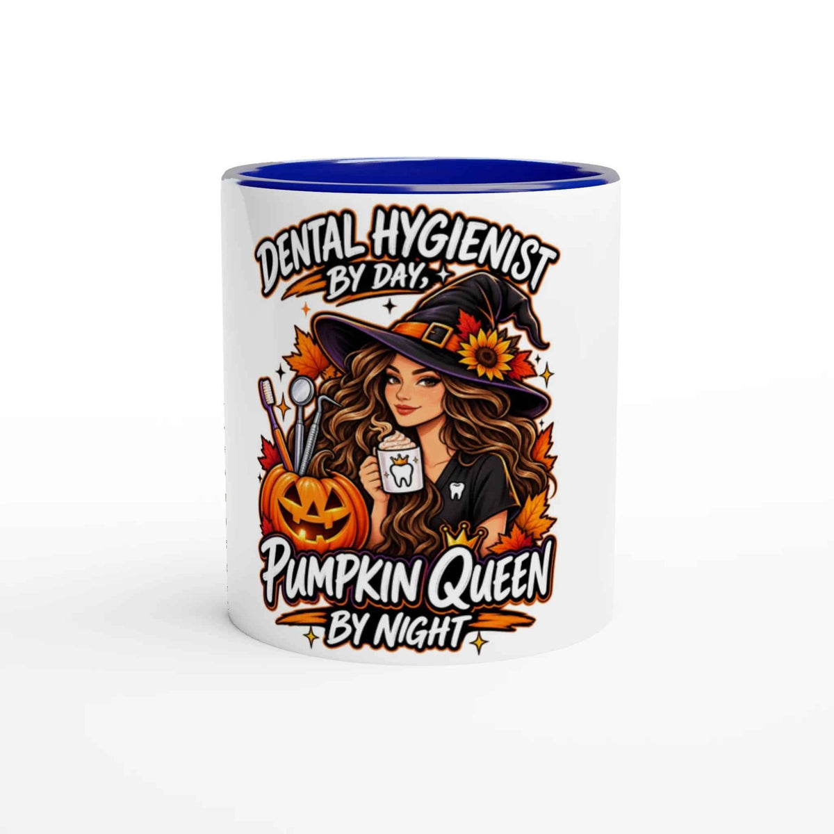 Pumpkin Queen Dental Hygienist 11oz Coffee Mug with Color Inside