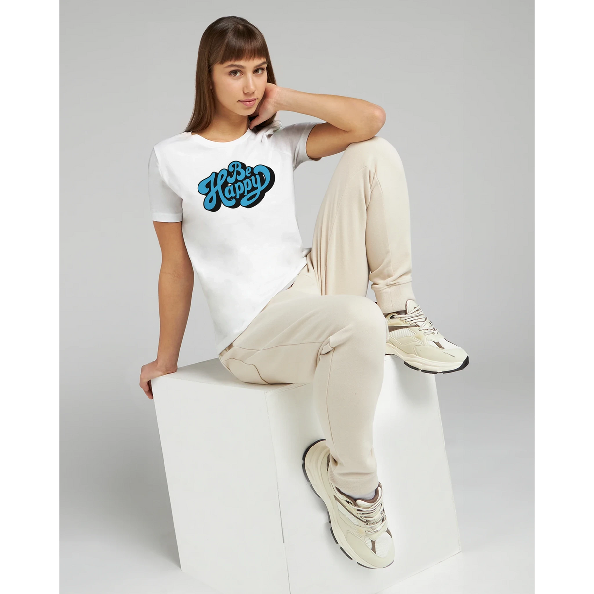 Women’s Be Happy Script T-Shirt