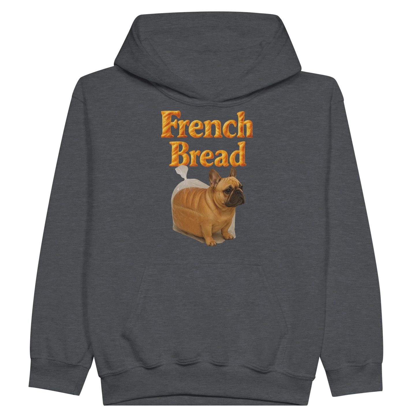 Kids Funny French Bread Bulldog Hoodie