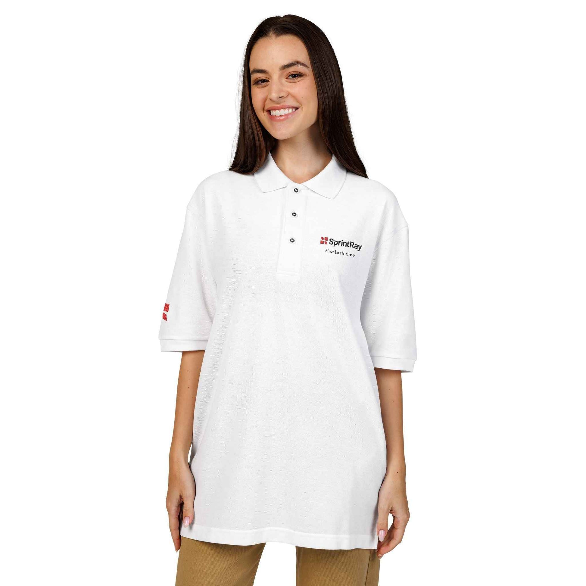 White Embroidered SprintRay Polo Shirt - ADD YOUR NAME!