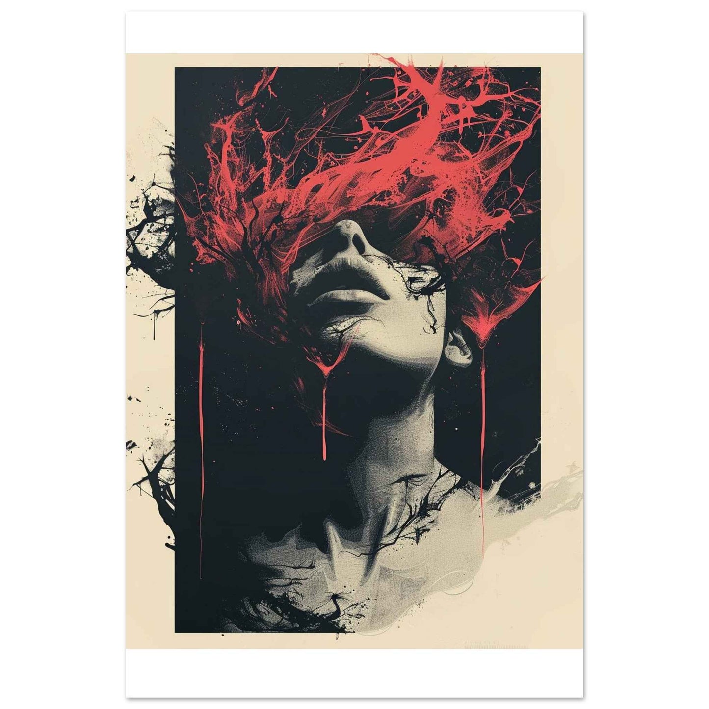"Crimson Flow" Poster – Abstract Expressionist Wall Art (Multiple Sizes Available)