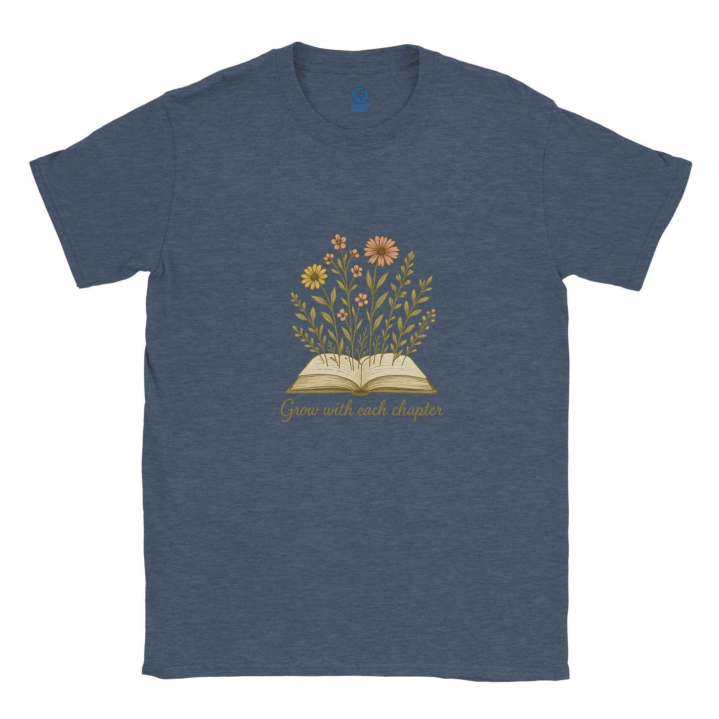"Grow with Each Chapter" Bookish T-Shirt – Botanical Reader Design