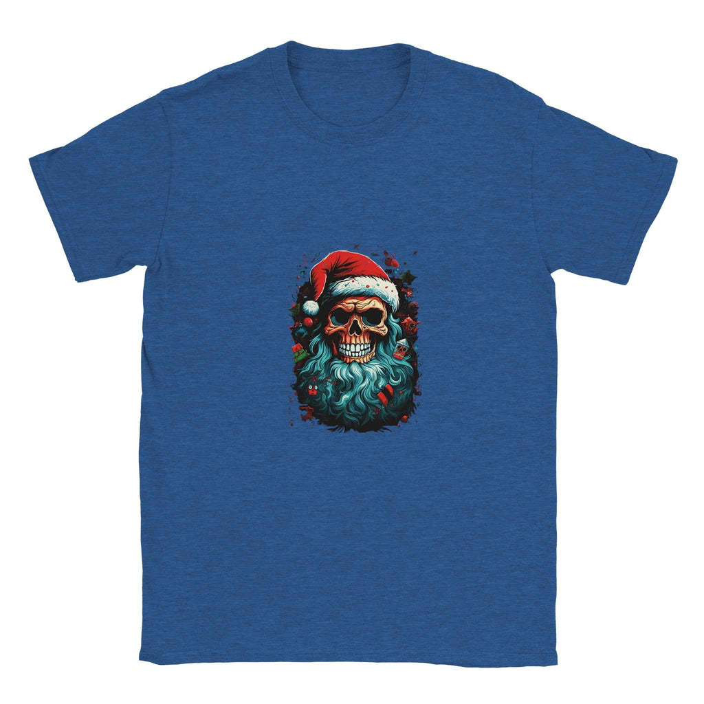 Jolly Santa Skull Christmas Tee – Edgy Holiday Graphic Shirt in Multiple Colors