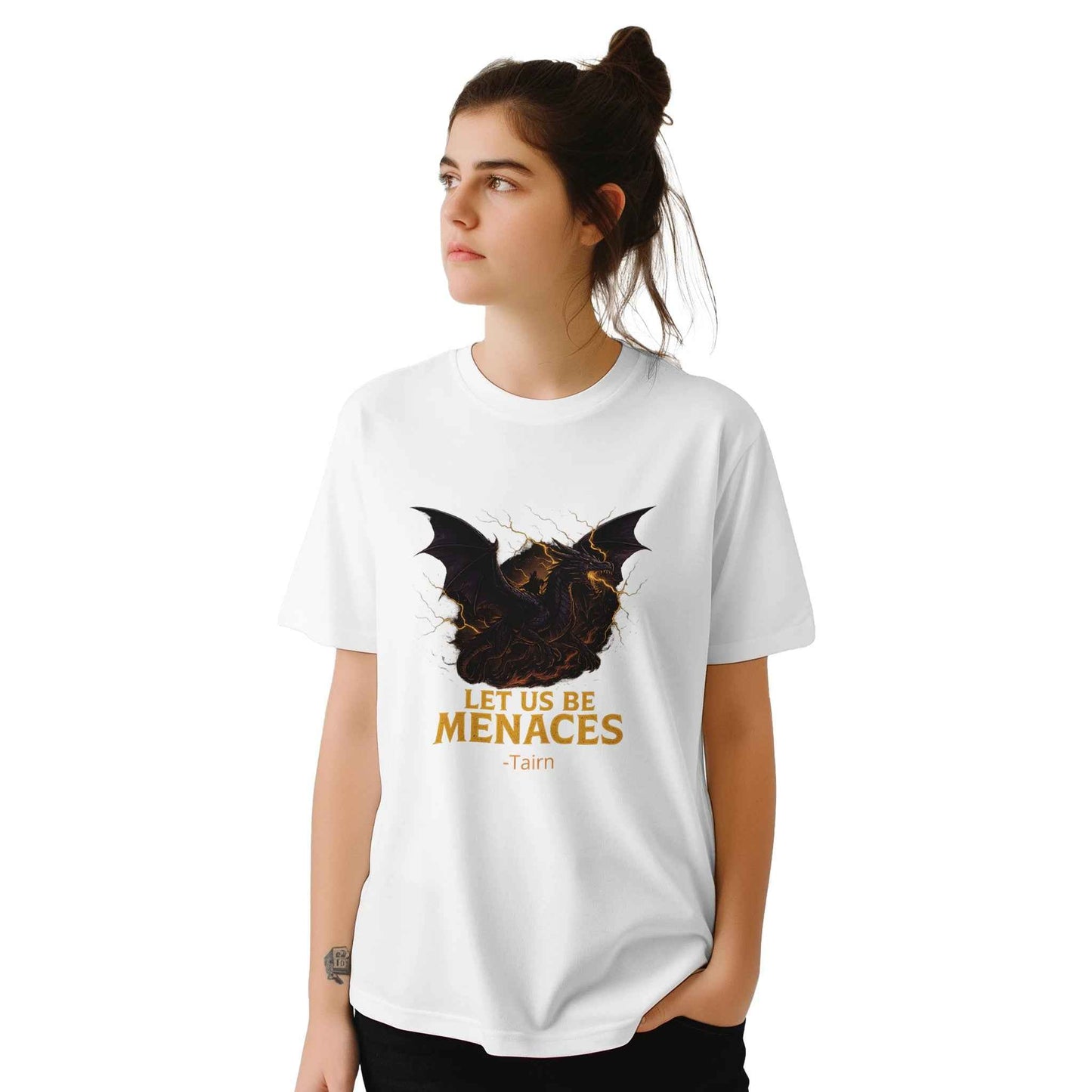 "Let Us Be Menaces" Bookish T-Shirt – Epic Dragon Fantasy Reader Design in Multiple Colors