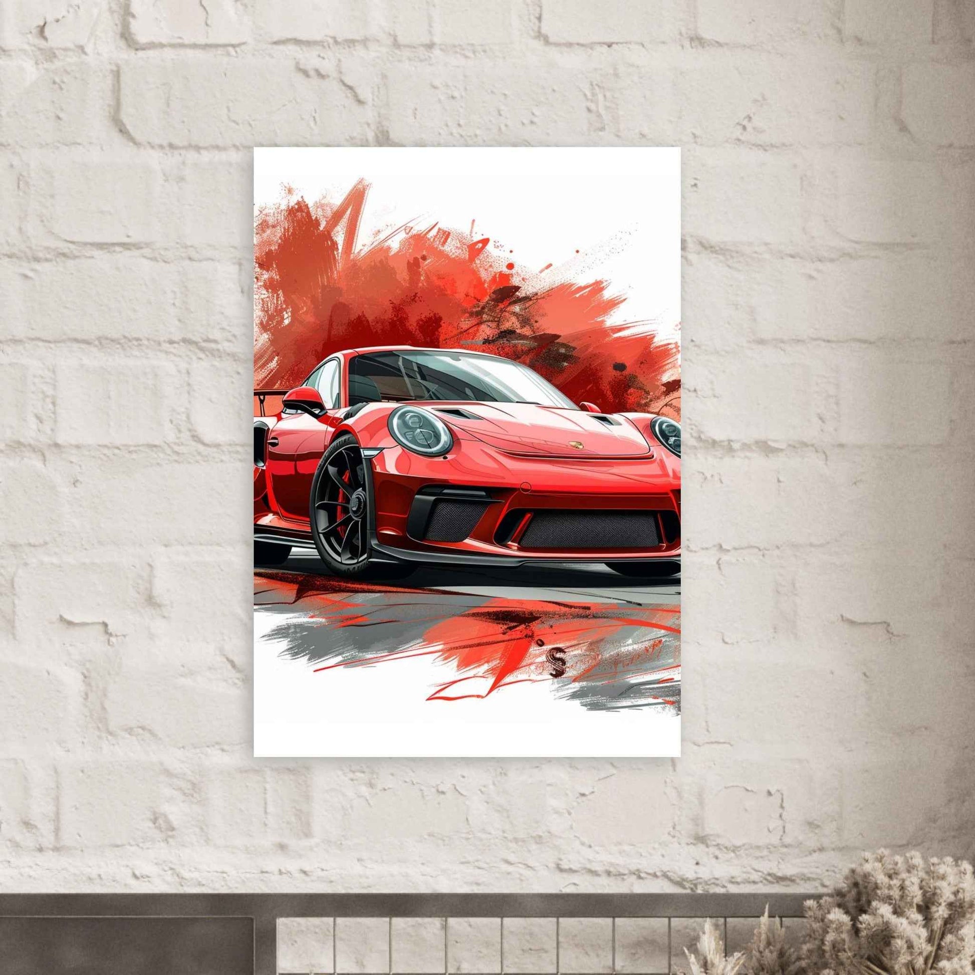 Red Sports Car Poster – Dynamic Automotive Art for the Modern Enthusiast (Multiple Sizes Available)