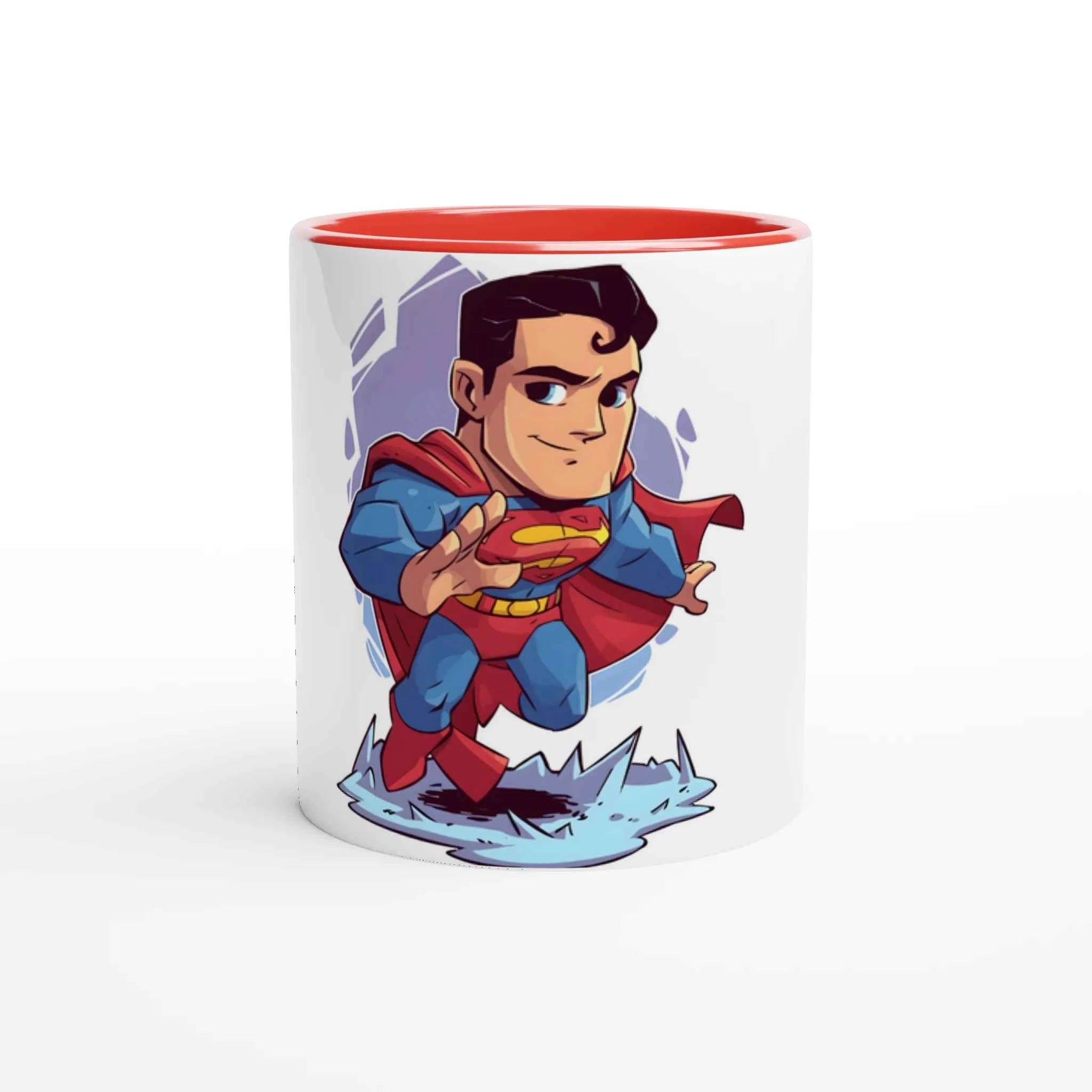 Chibi Superman Inspired 11oz Coffee Mug with Color Inside