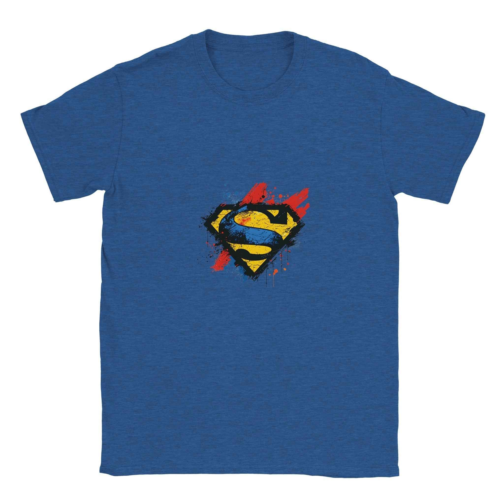 Abstract Splatter Superman Emblem T-Shirt – Heroic Comic-Inspired Graphic Tee in Vibrant Colors