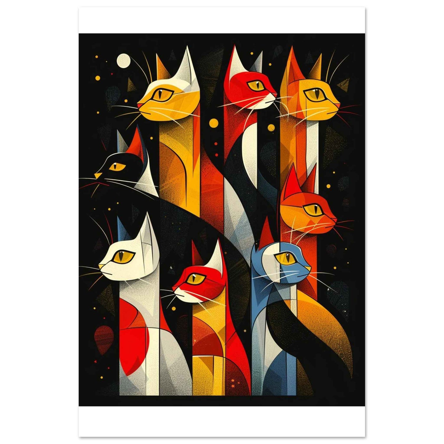 "Abstract Felines" Poster – Modern Pop Art Wall Decor (Multiple Sizes Available)