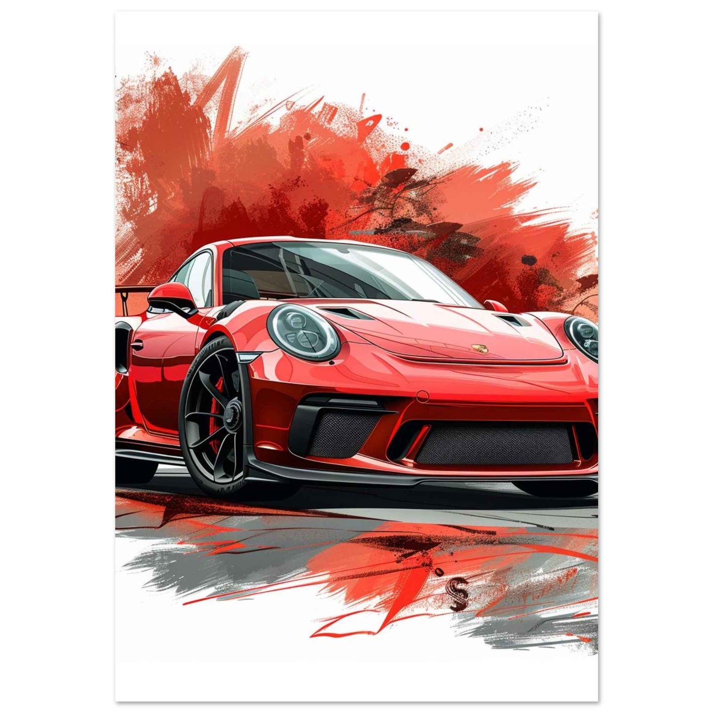 Red Sports Car Poster – Dynamic Automotive Art for the Modern Enthusiast (Multiple Sizes Available)