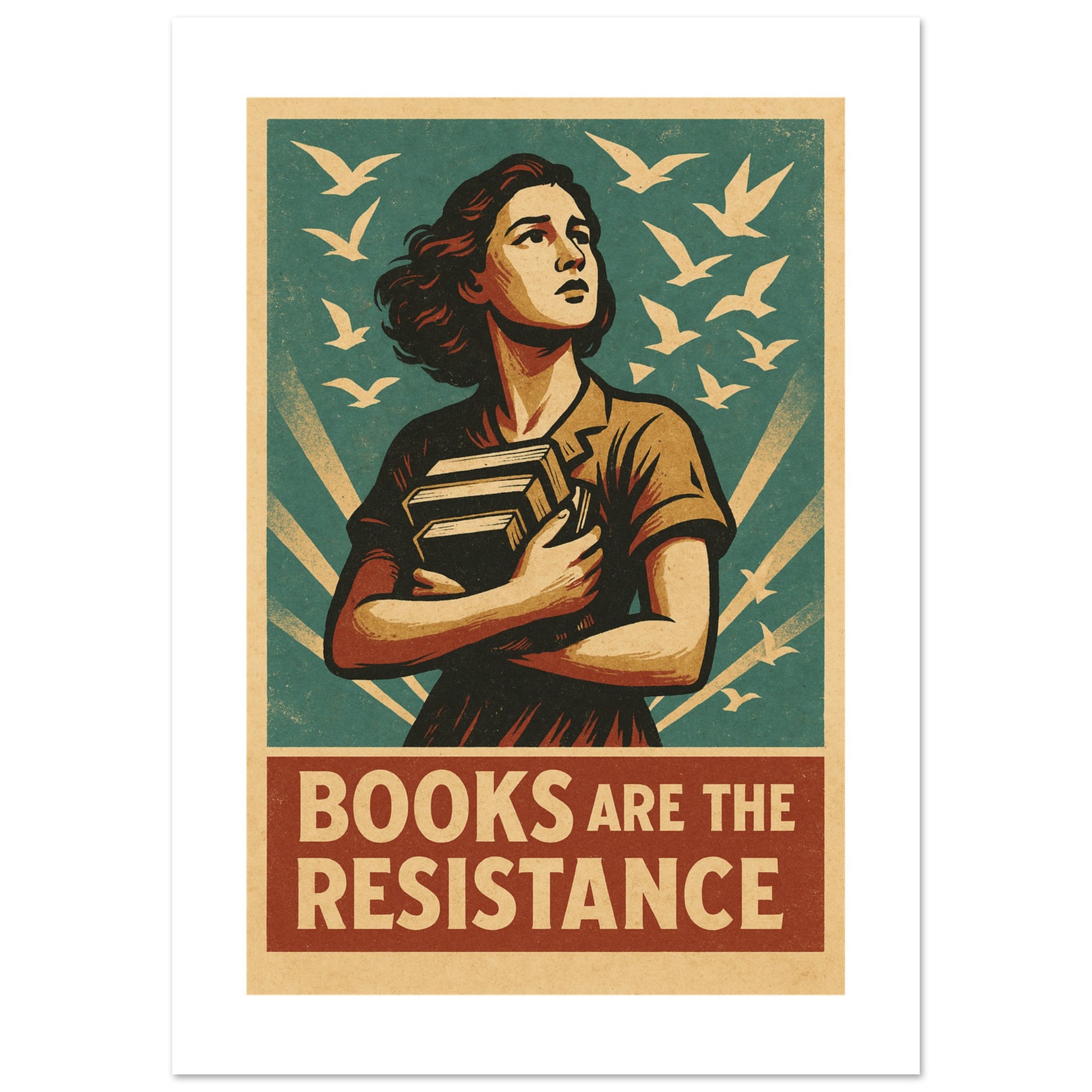 Books Are The Resistance Poster – Vintage Activist Wall Art - F4 Custom Prints