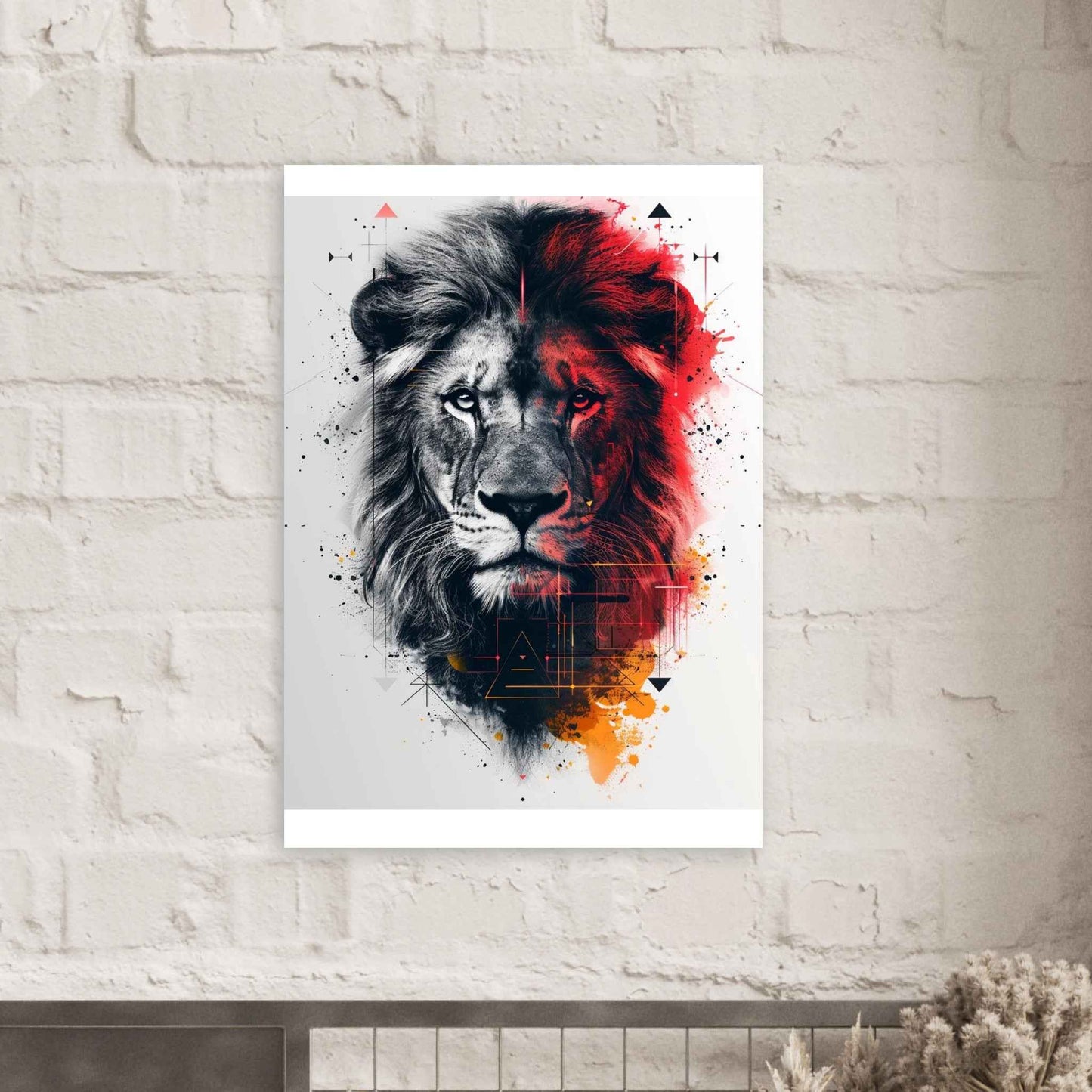 "Abstract Lion" Poster – Dynamic Split-Tone Wall Art (Multiple Sizes Available)