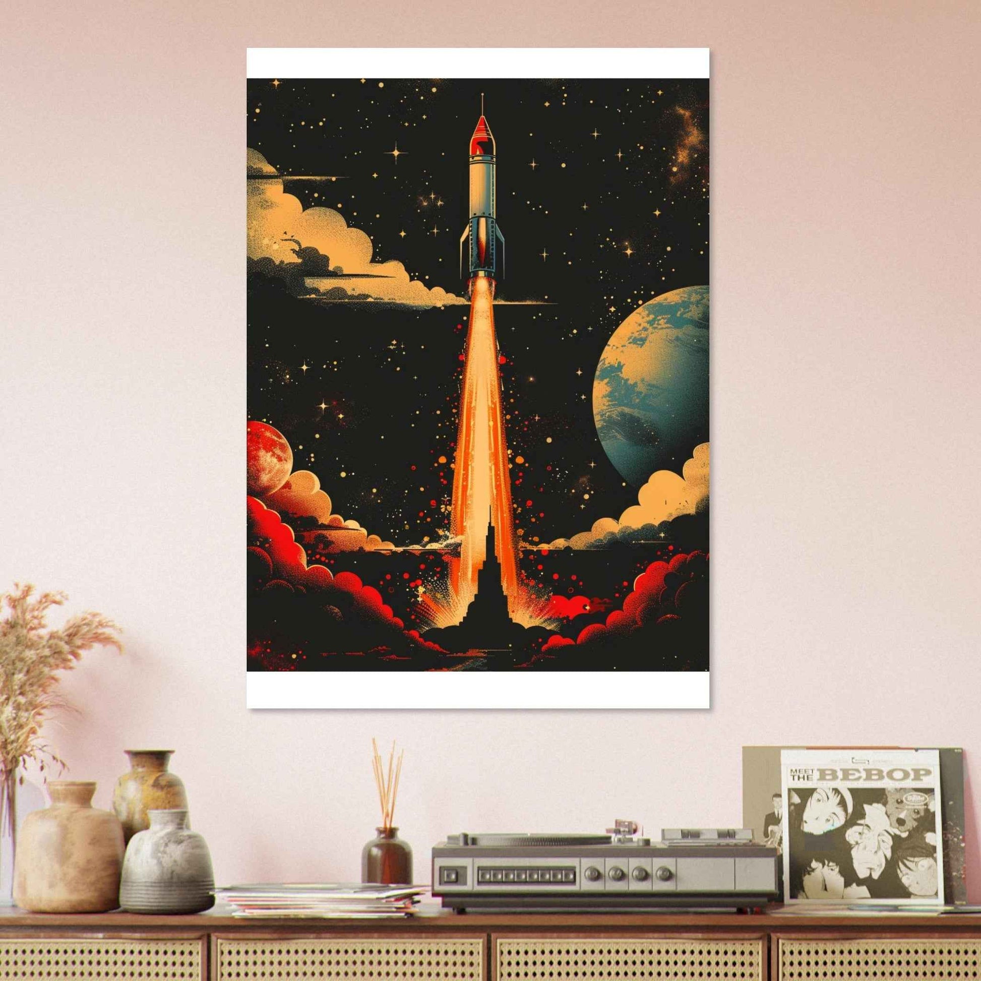 "Cosmic Launch" Poster – Retro Sci-Fi Space Art Print for Home & Office (Multiple Sizes Available)