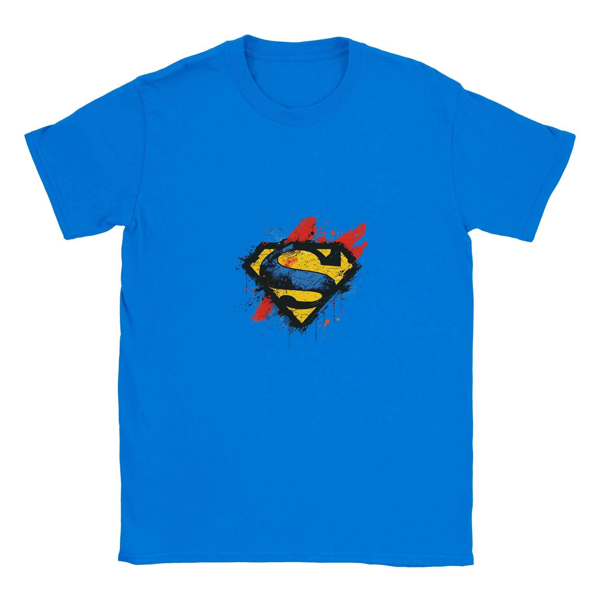 Abstract Splatter Superman Emblem T-Shirt – Heroic Comic-Inspired Graphic Tee in Vibrant Colors