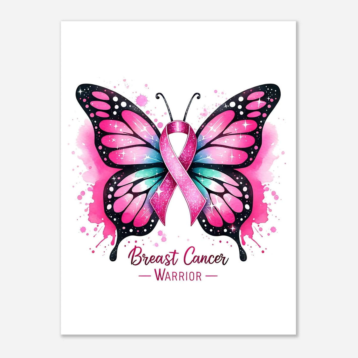 Breast Cancer Warrior Butterfly Fine Art Poster