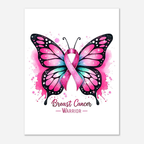 Breast Cancer Warrior Butterfly Fine Art Poster