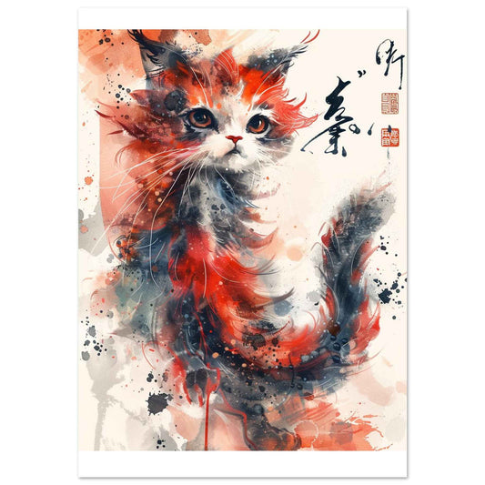 "Abstract Calico Cat" Poster – Vibrant Watercolor Feline Wall Art (Multiple Sizes Available)