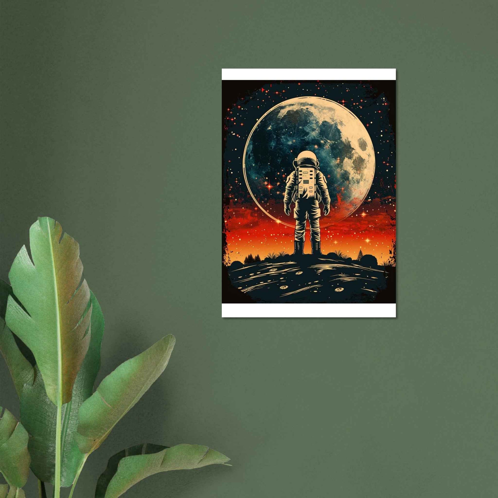 "Lunar Gaze" Poster – Retro-Futuristic Astronaut Wall Art (Multiple Sizes Available)