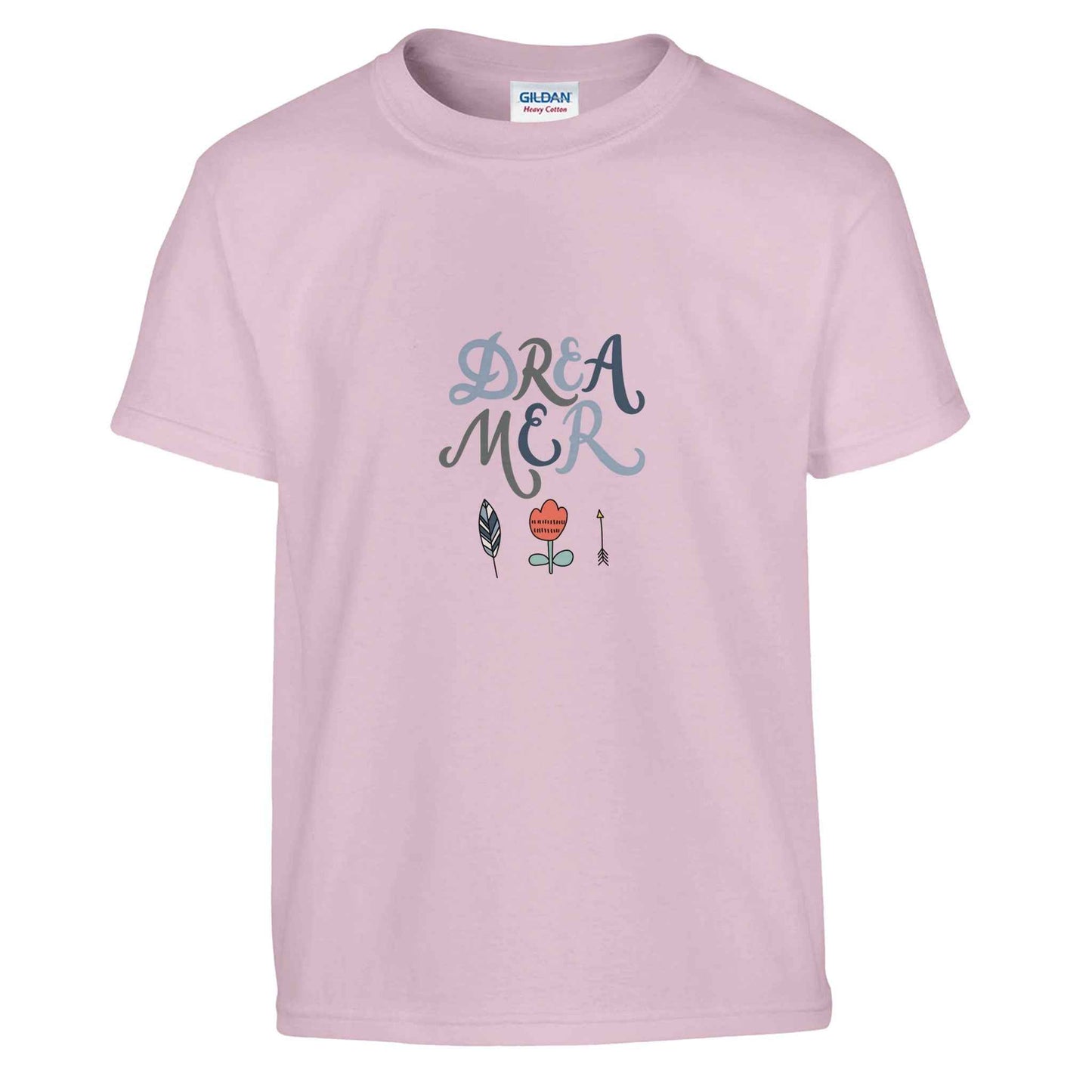 Boho Dreamer Kids T-Shirt – Whimsical Style with Feather & Floral Accents