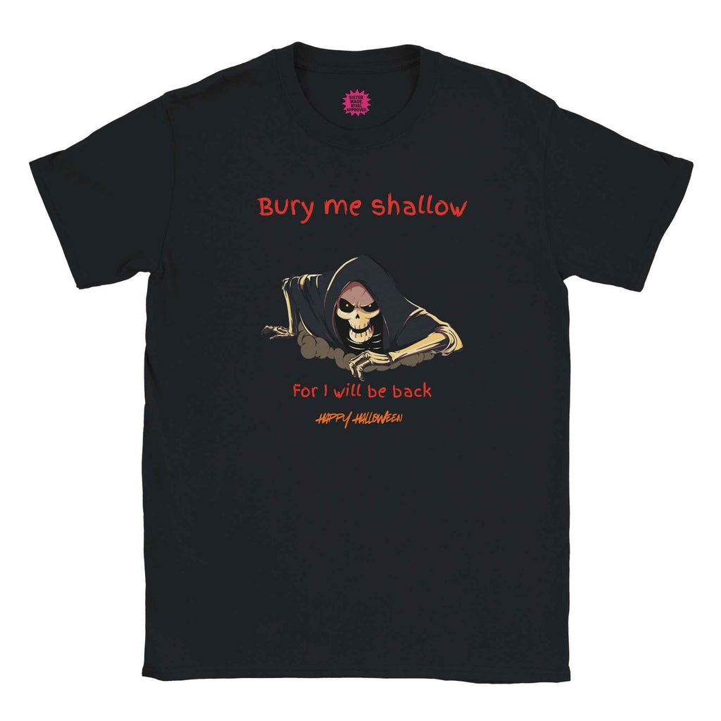 Bury Me Shallow Halloween Kids T-Shirt | Funny Skeleton Reaper Tee | Sibling Rivalrze Collection – Sister Made