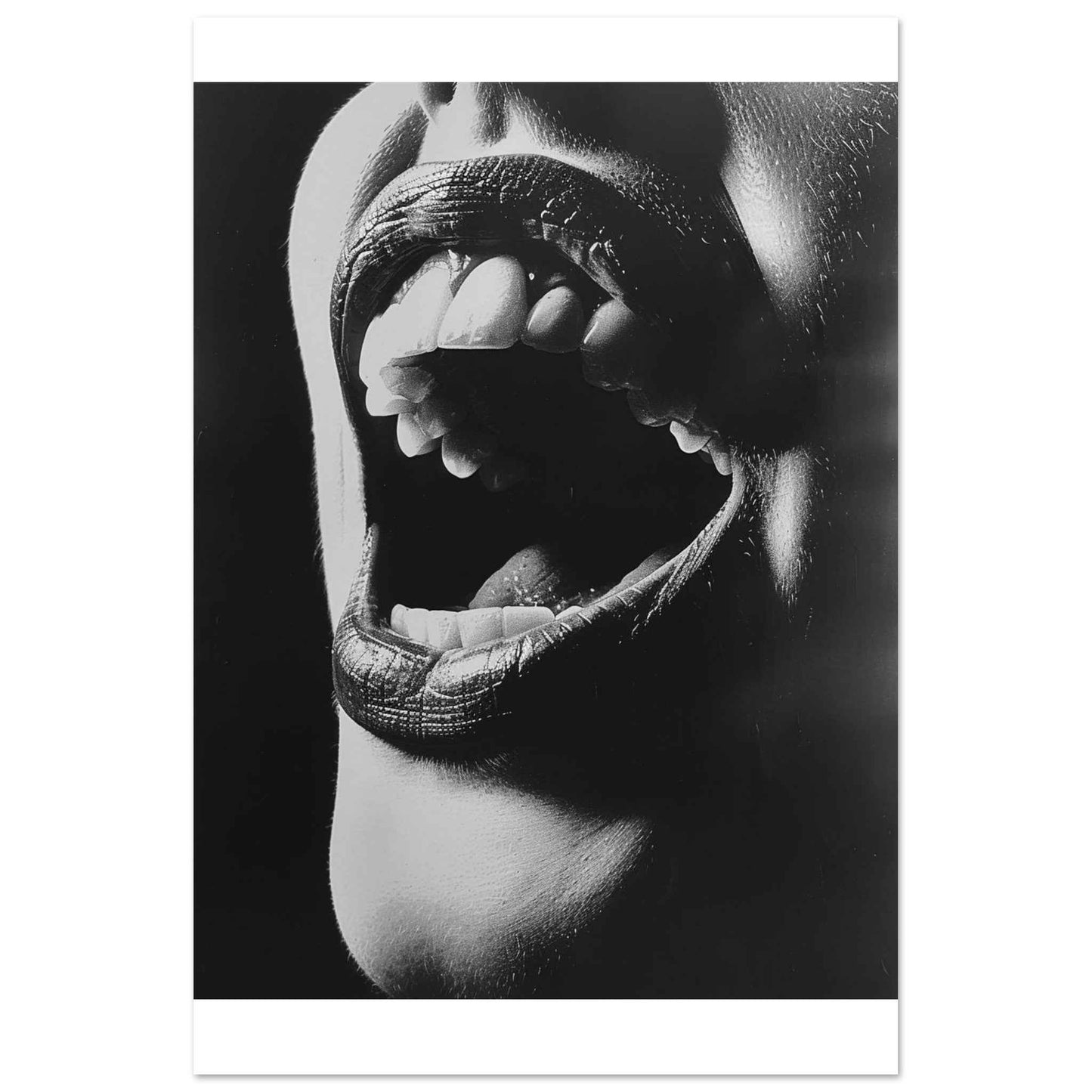 “Open Mouth” Poster – Dramatic Black & White Wall Art (Multiple Sizes Available)