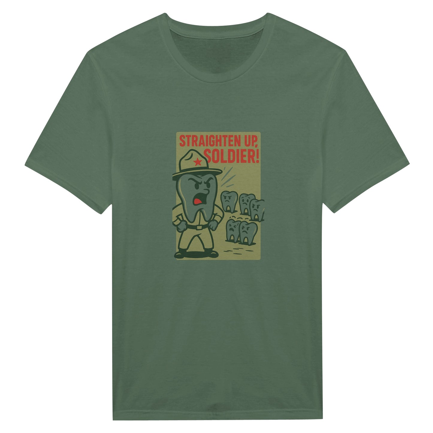 Dental Soldier T-Shirt – “Straighten Up, Soldier!” Retro Dental Humor Tee - F4 Custom Prints