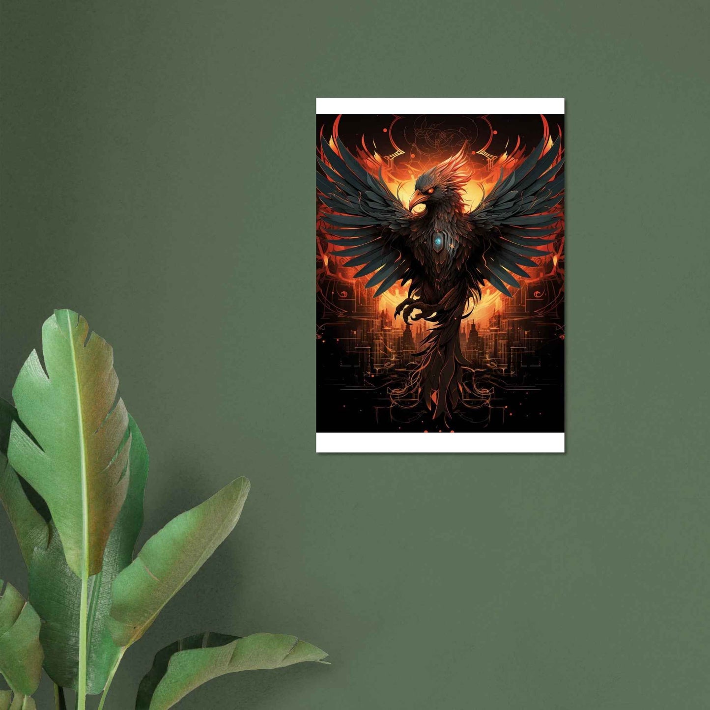"Crimson Phoenix" Poster – Mythical Firebird Wall Art (Multiple Sizes Available)
