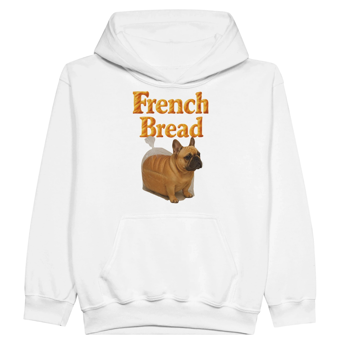 Kids Funny French Bread Bulldog Hoodie