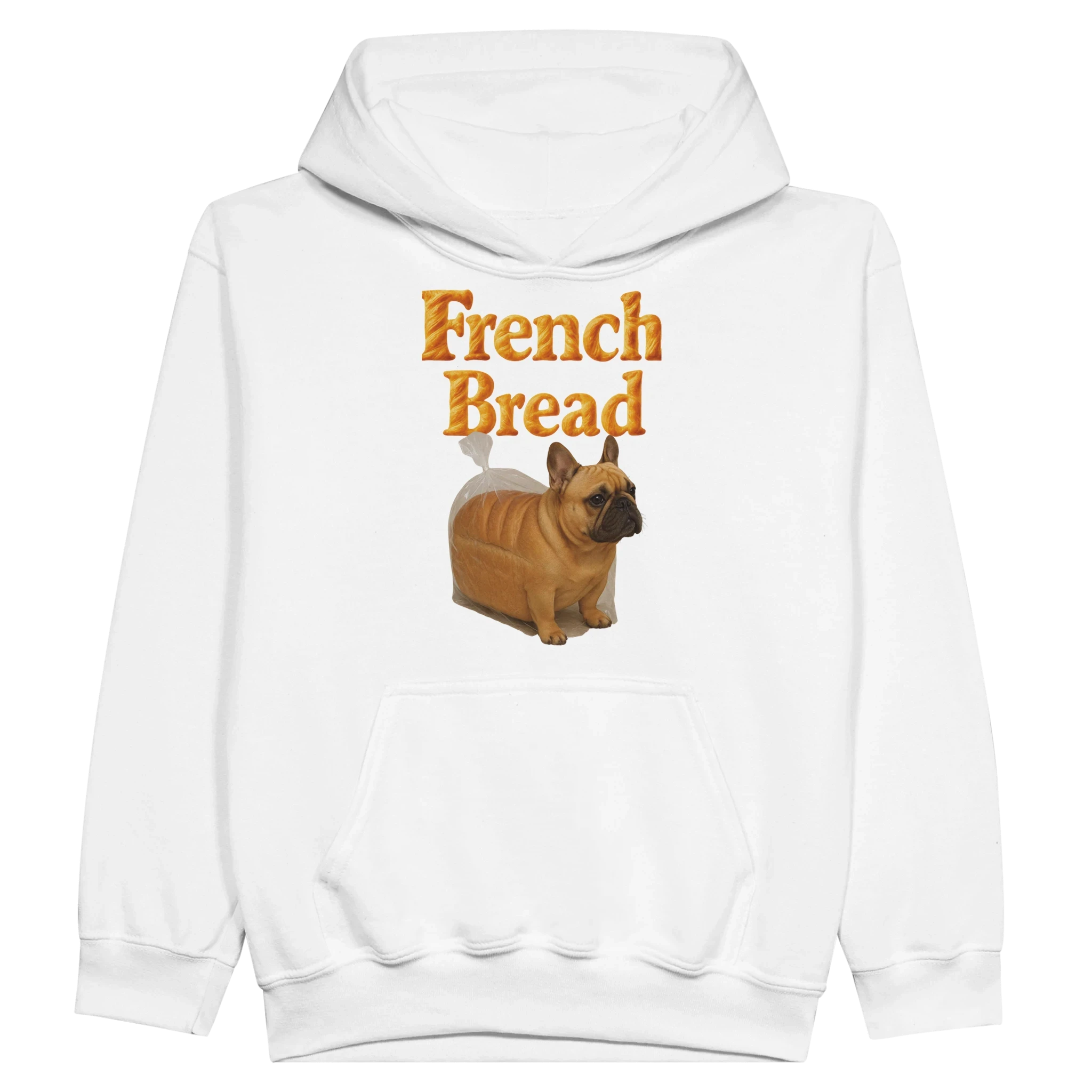 Kids Funny French Bread Bulldog Hoodie