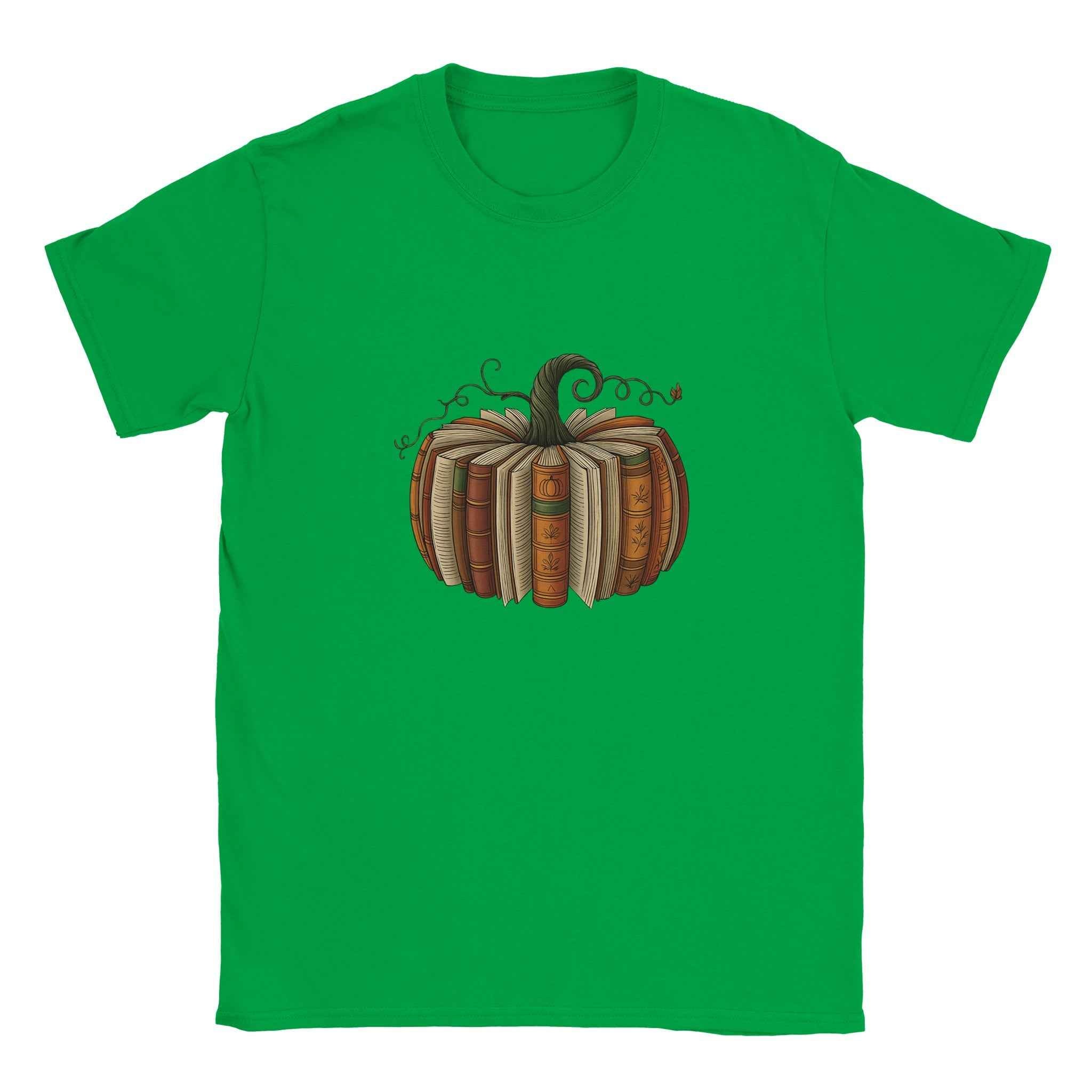 Bookish Pumpkin Halloween T-Shirt – Literary Fall Vibes & Cozy Comfort in Your Choice of Colors