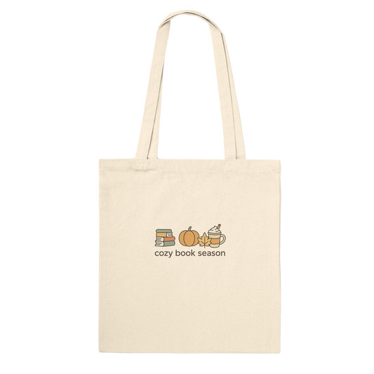 Cozy Book Season Fall Tote Bag – Book Lover tote bag - F4 Custom Prints